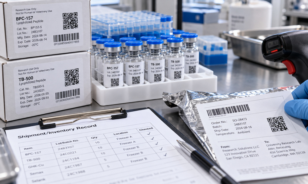 Nerolta research illustration for research grade peptides meaning — traceability lab.