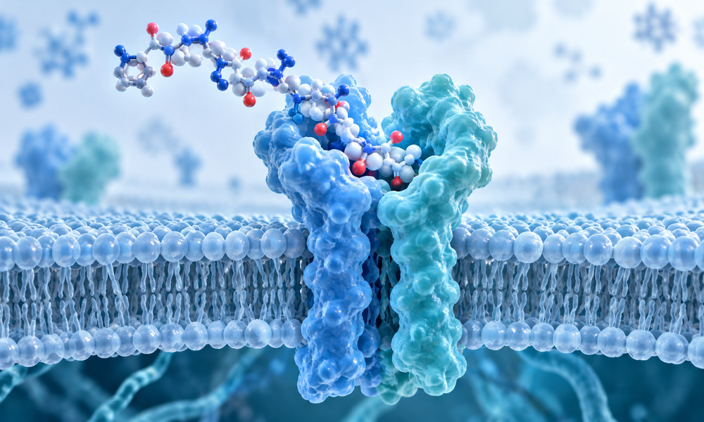 Protein/peptide structural concept illustration.